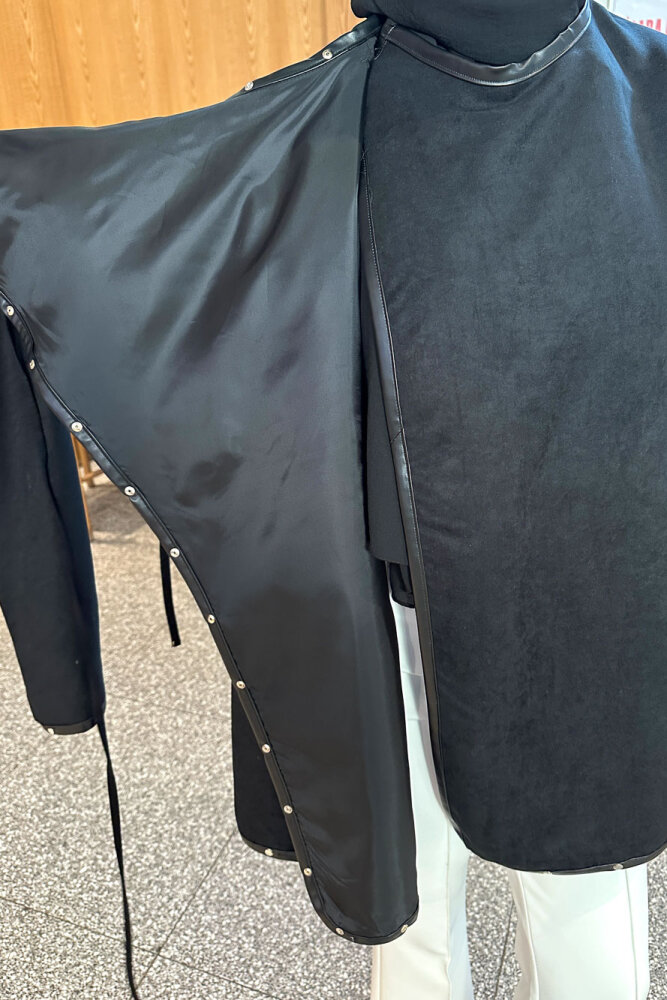 Deri Detaylı Nubuk Ceket - Siyah - 8