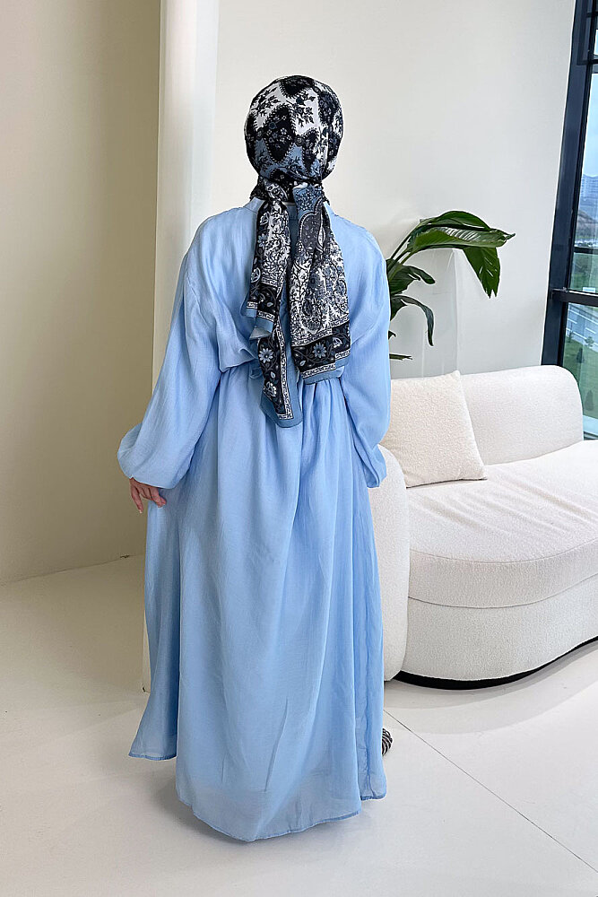 Diana Astarlı Düğmeli Elbise - Mavi - 8