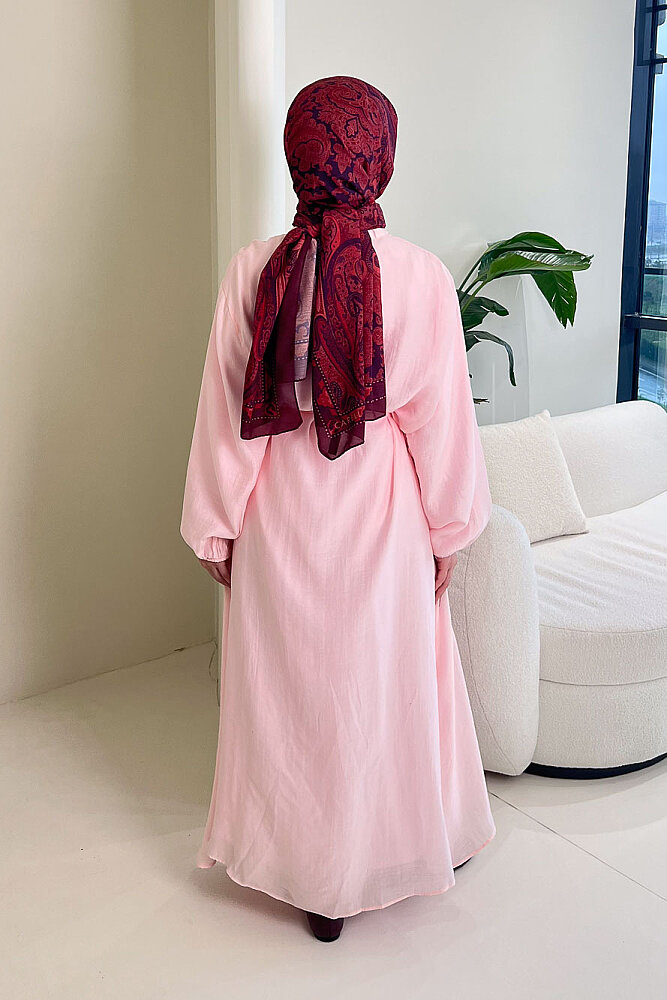 Diana Astarlı Düğmeli Elbise - Pembe - 6