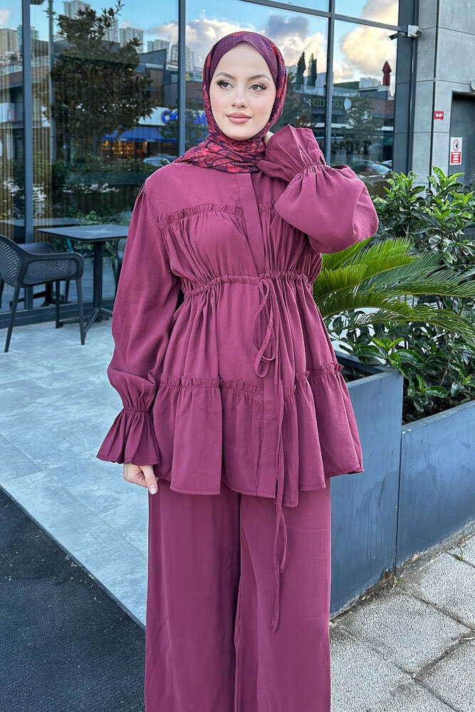 Noa Büzgülü Takım - Bordo - 3