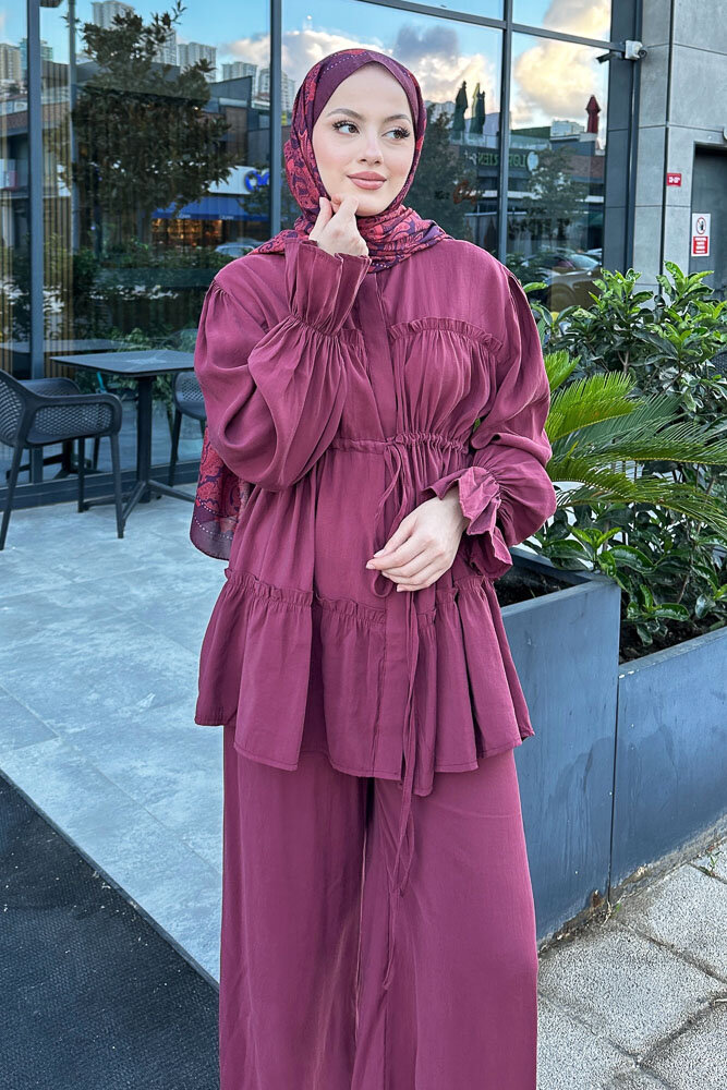 Noa Büzgülü Takım - Bordo - 7