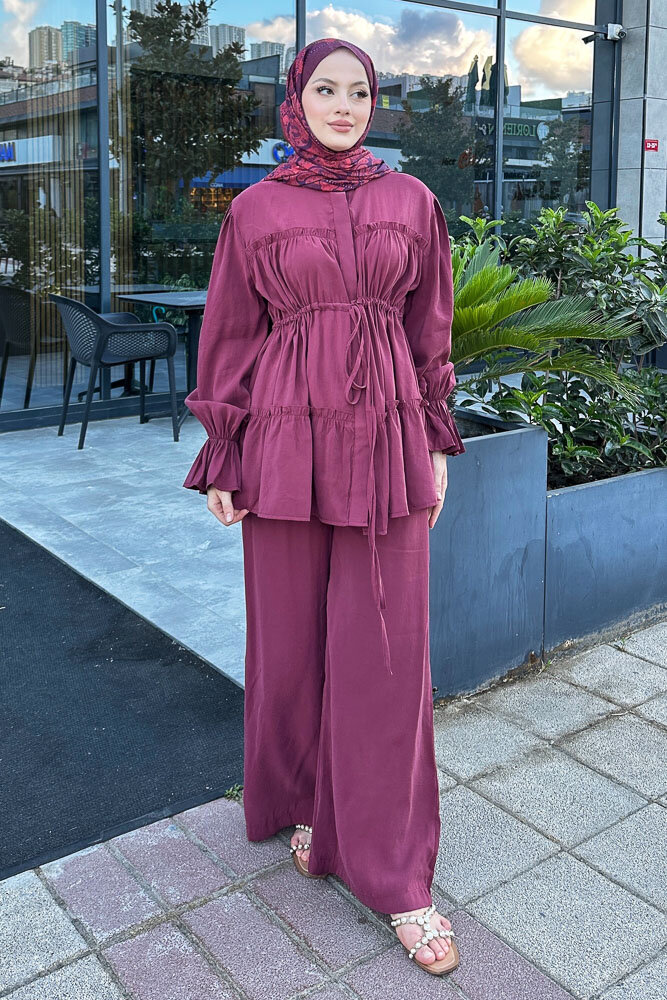 Noa Büzgülü Takım - Bordo - 4