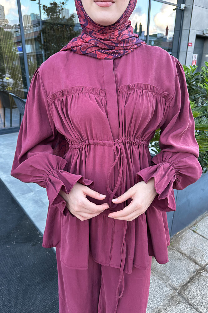 Noa Büzgülü Takım - Bordo - 5