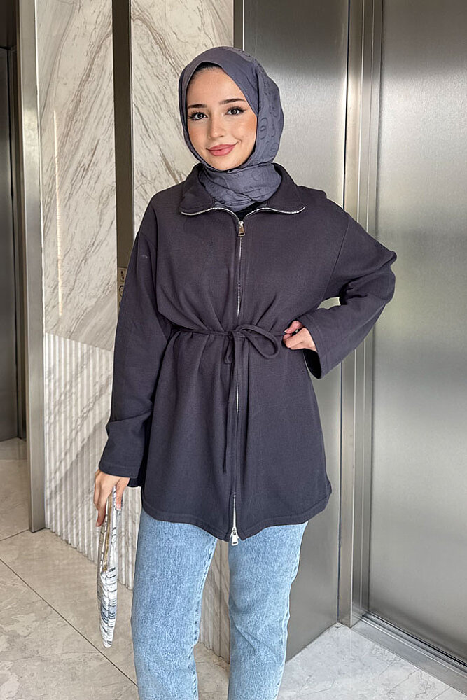 Dora Fermuarlı Sweatshirt - Antrasit - ENMA (2)