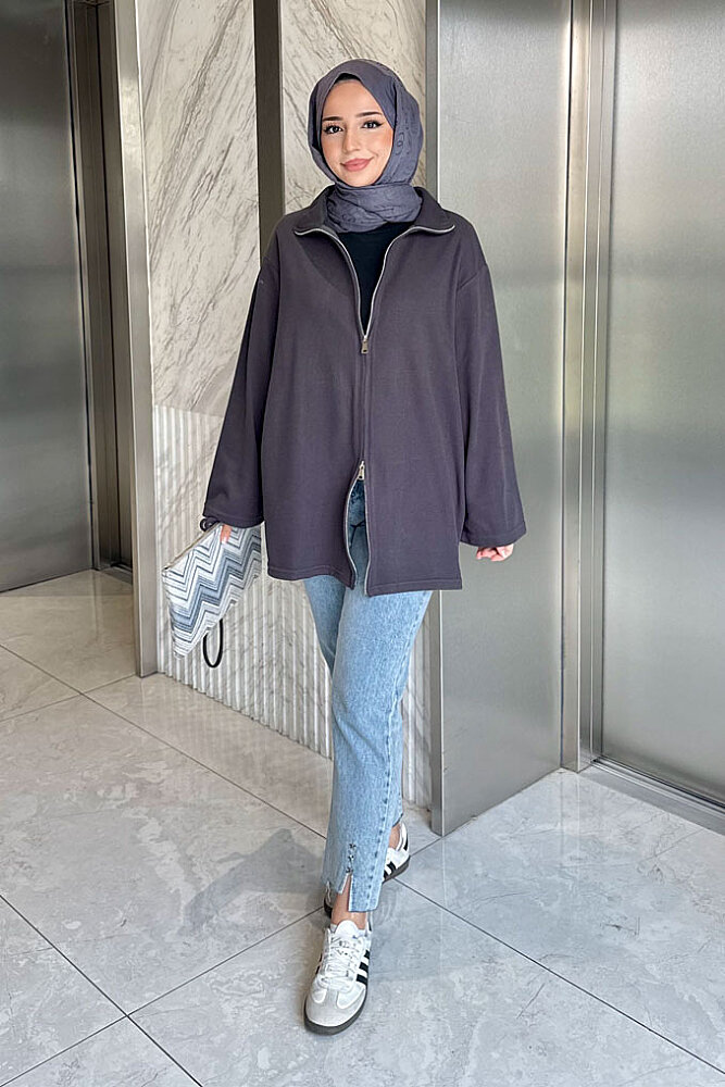 Dora Fermuarlı Sweatshirt - Antrasit - ENMA (0)
