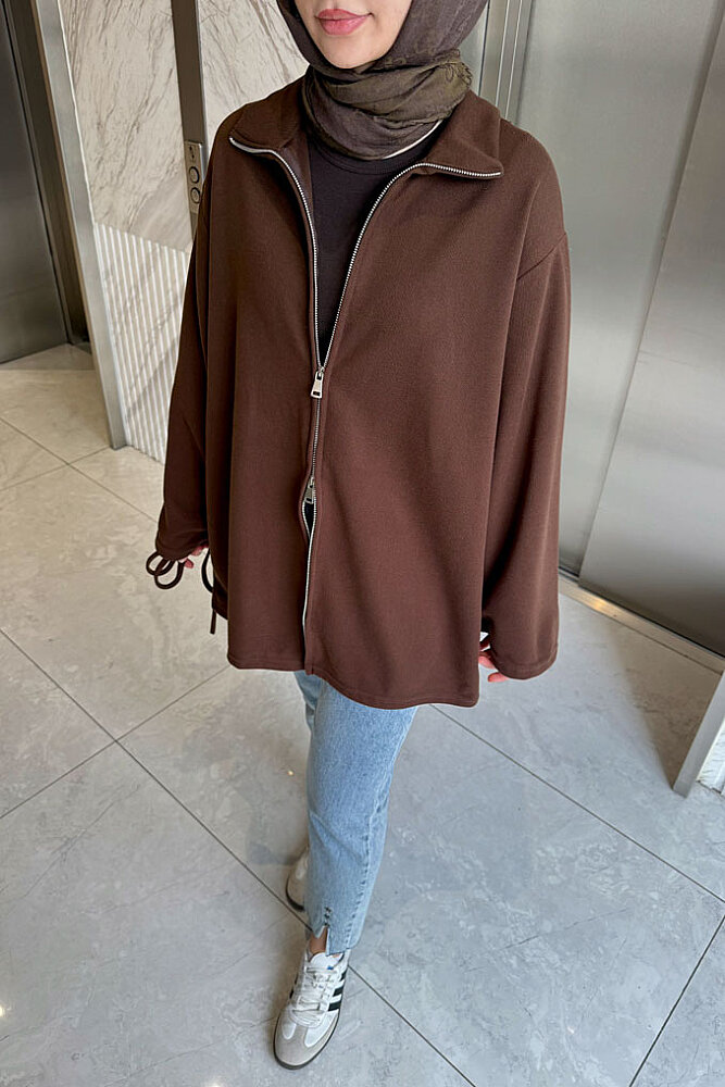 Dora Fermuarlı Sweatshirt - Kahverengi - ENMA (2)