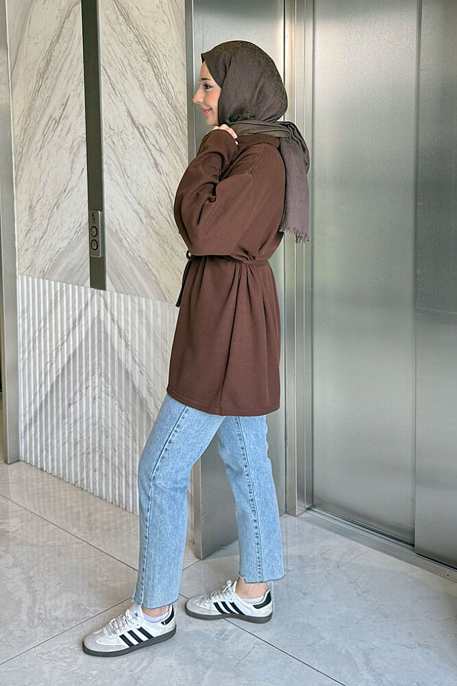 Dora Fermuarlı Sweatshirt - Kahverengi - ENMA (5)