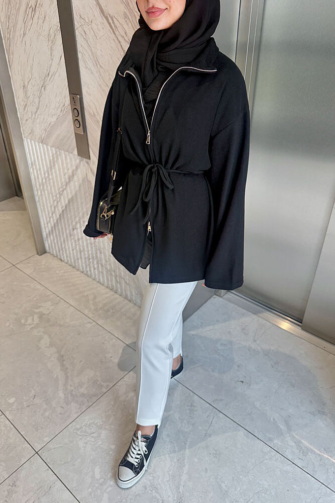 Dora Fermuarlı Sweatshirt - Siyah - 3