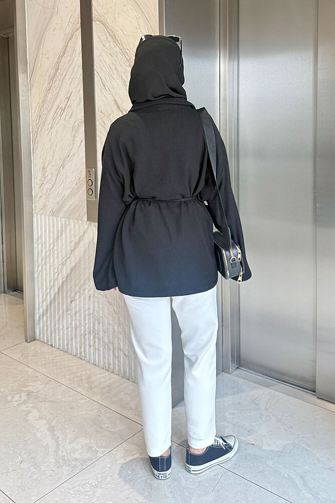 Dora Fermuarlı Sweatshirt - Siyah - ENMA (5)