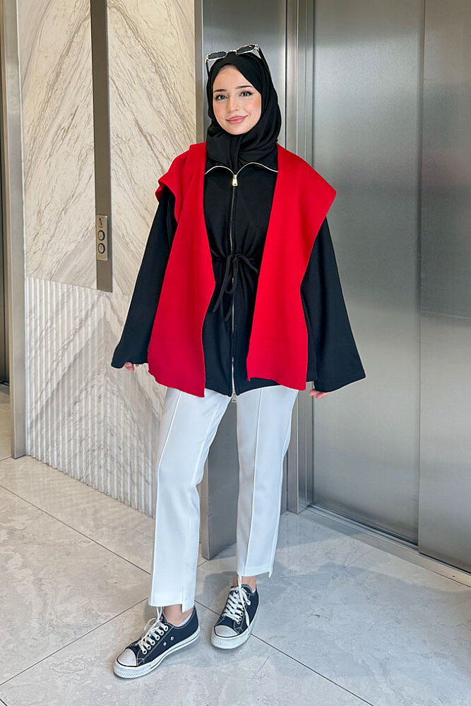 Dora Fermuarlı Sweatshirt - Siyah 