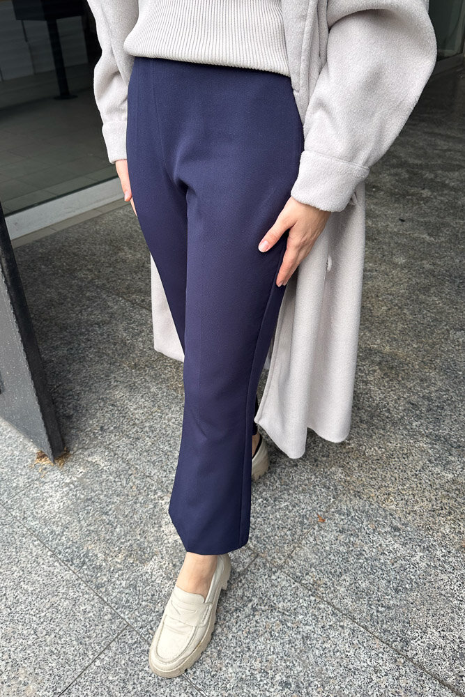 Düz Kesim Kumaş Pantolon - Lacivert - HENZA (2)