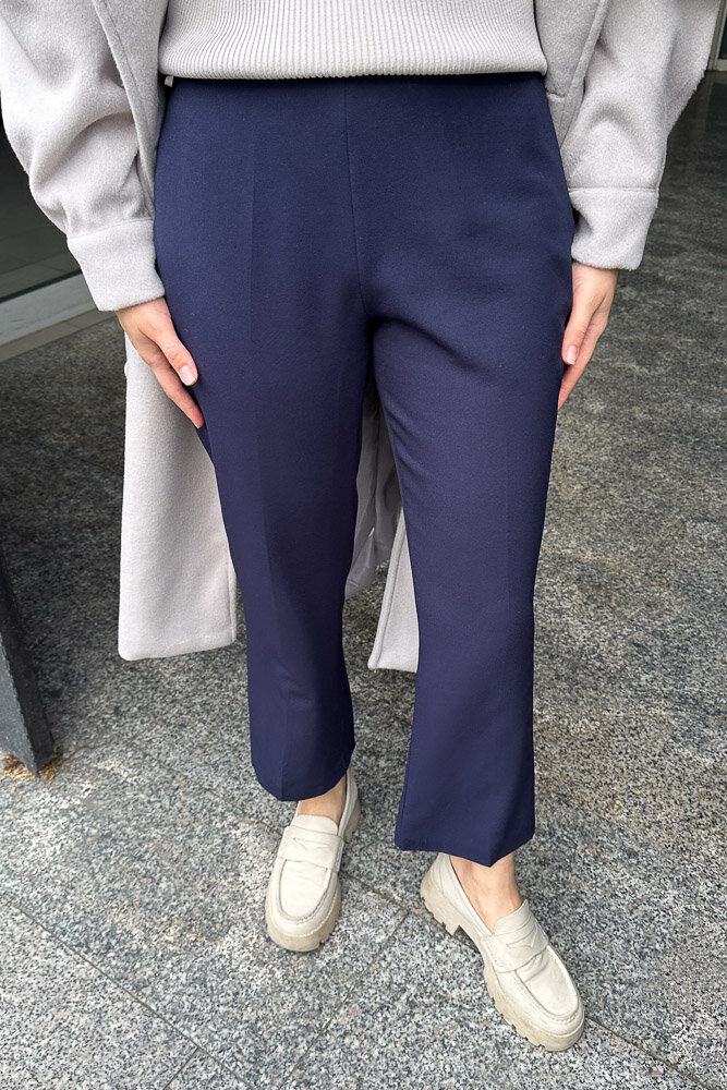 Düz Kesim Kumaş Pantolon - Lacivert - HENZA (3)