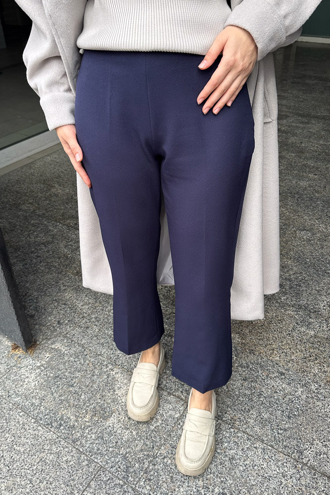 Düz Kesim Kumaş Pantolon - Lacivert - HENZA (4)