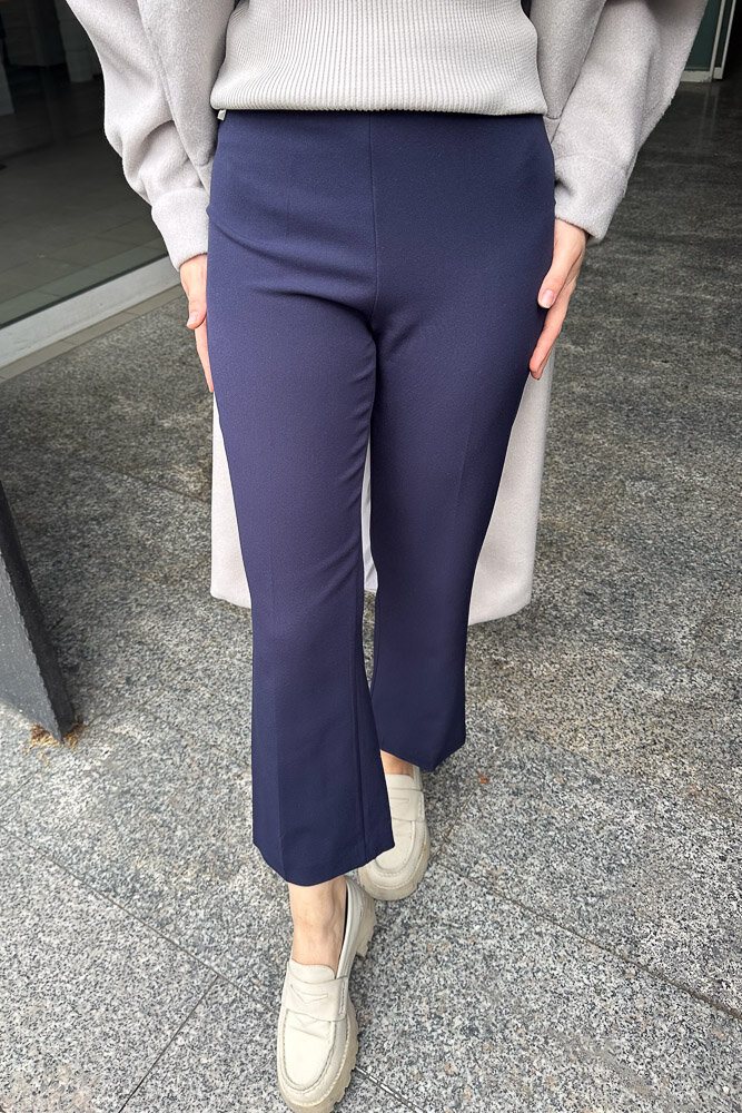 Düz Kesim Kumaş Pantolon - Lacivert - 2