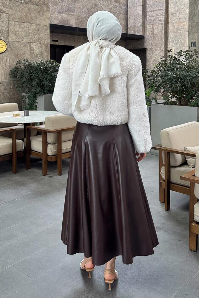 Düz Kısa Kürk Mont - Ekru - HENZA (4)