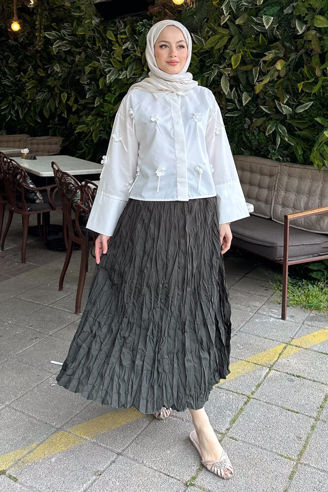 Eddie Kraşlı Etek - Haki - 6