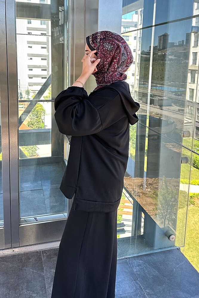 Evan Kapüşonlu Fermuarlı Pantolon Takım - Siyah - ENMA (4)