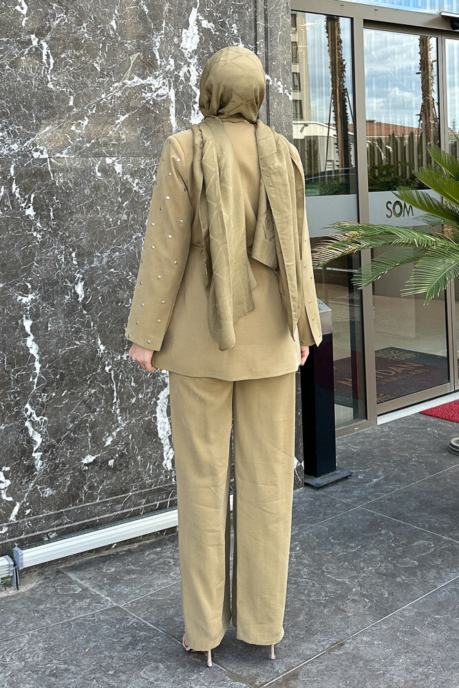 Elda Zımbalı Ceket Takım - Yağ Yeşili - 8