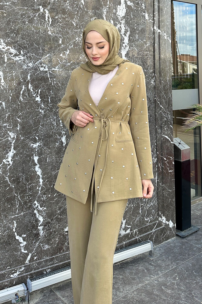 Elda Zımbalı Ceket Takım - Yağ Yeşili - 2
