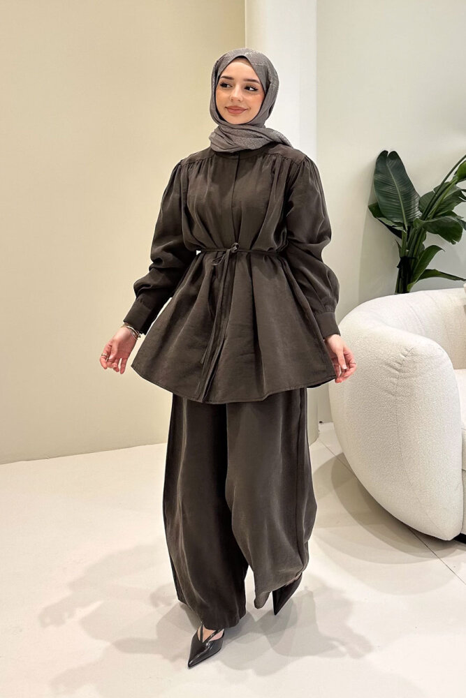 Elettra Pantolon Takım - Kahverengi - LİNE (3)