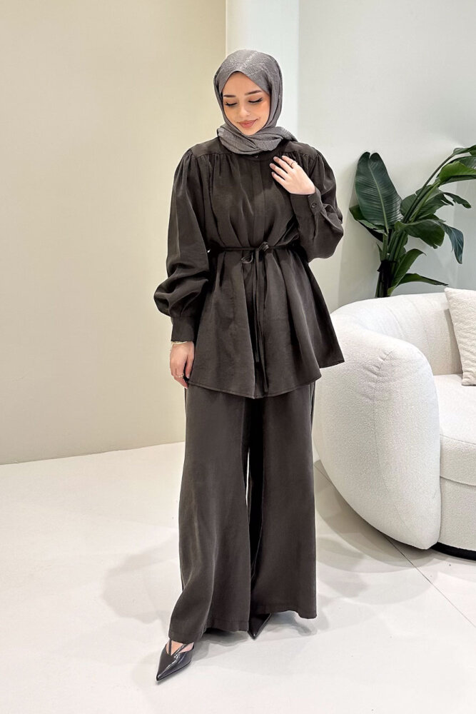 Elettra Pantolon Takım - Kahverengi - 8