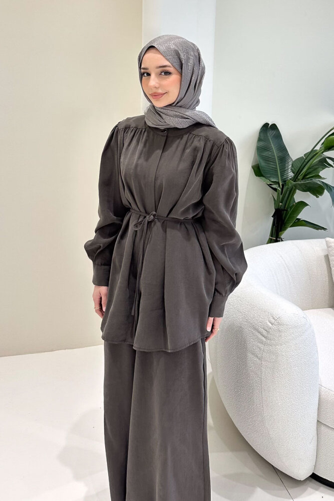 Elettra Pantolon Takım - Kahverengi - LİNE (5)