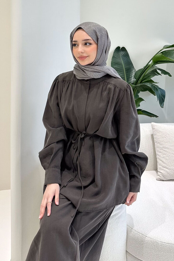 Elettra Pantolon Takım - Kahverengi - 9