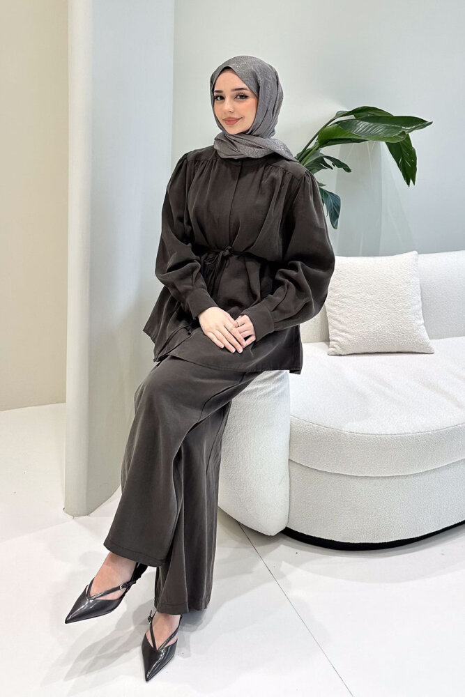 Elettra Pantolon Takım - Kahverengi - 5