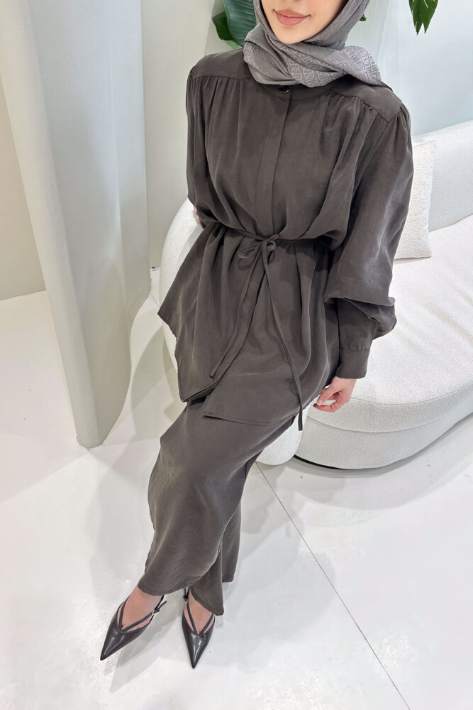 Elettra Pantolon Takım - Kahverengi - 3