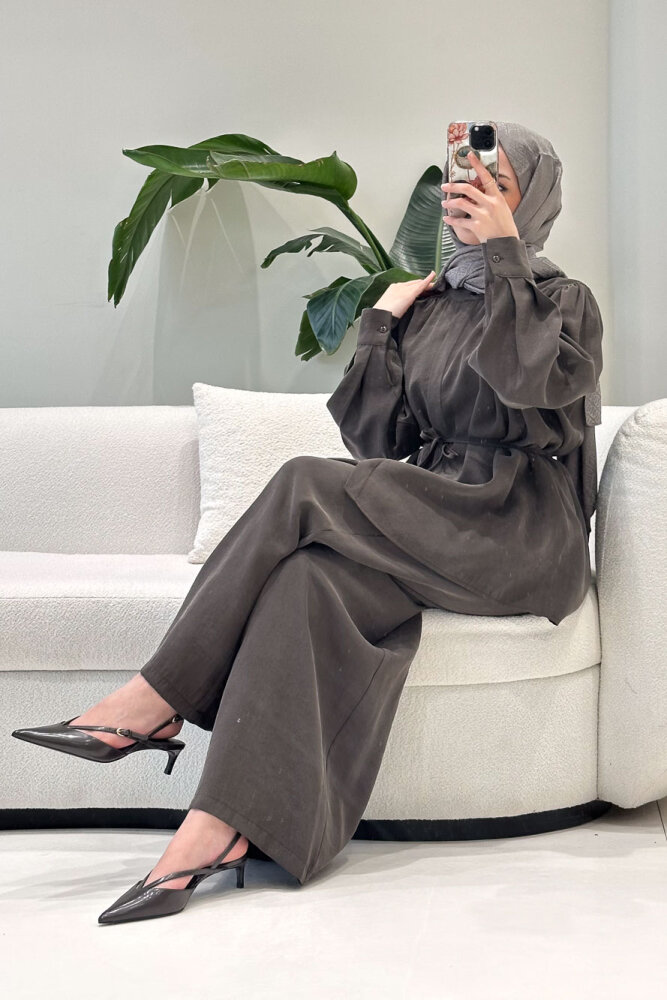 Elettra Pantolon Takım - Kahverengi - LİNE (1)