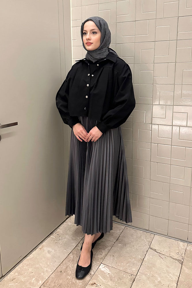 Elisa Piliseli Etek - Antrasit - HENZA (1)