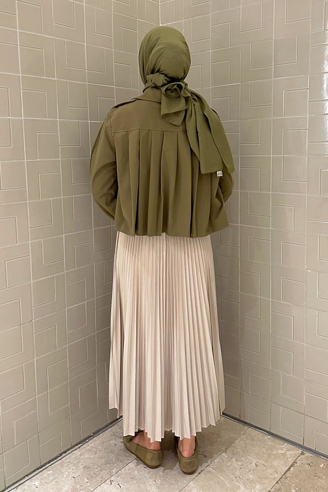 Elisa Piliseli Etek - Bej - HENZA (3)