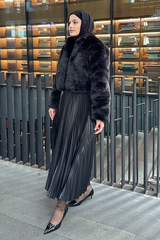 Elisa Piliseli Etek - Siyah - HENZA (1)