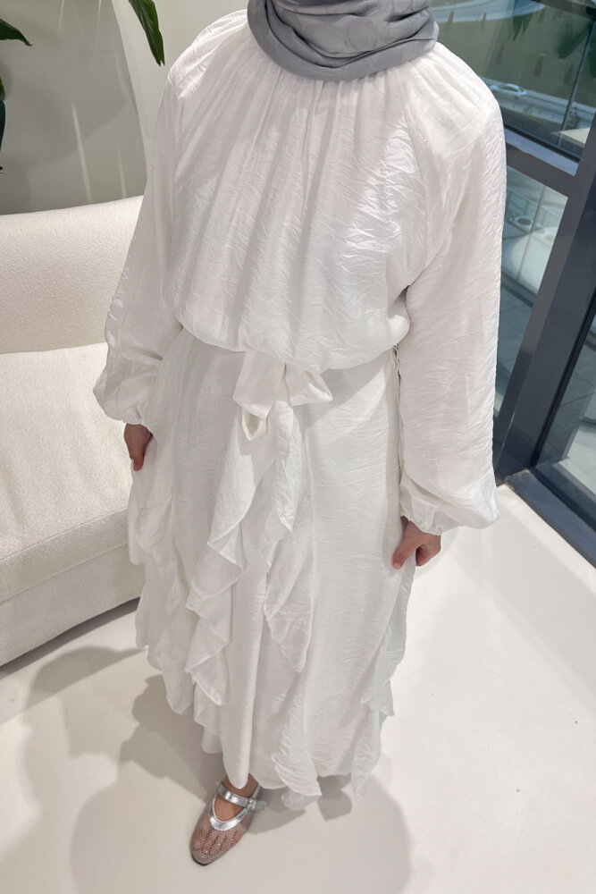 Eliza Seyyar Etekli Tül Detaylı Elbise - Ekru - ENMA (3)