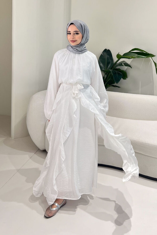 Eliza Seyyar Etekli Tül Detaylı Elbise - Ekru - 1