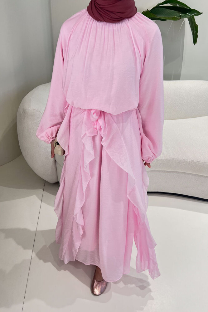 Eliza Seyyar Etekli Tül Detaylı Elbise - Pembe - 5