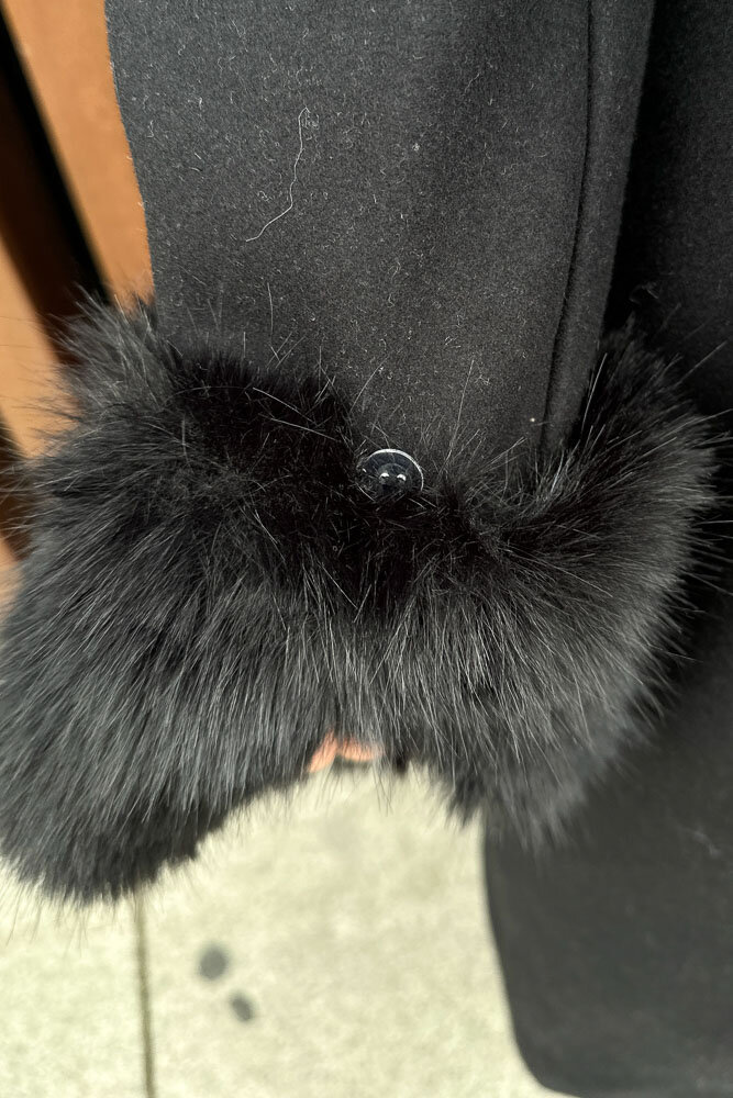 Elysia Yakası Kürklü Kaşe Kaban - Siyah - HENZA (3)