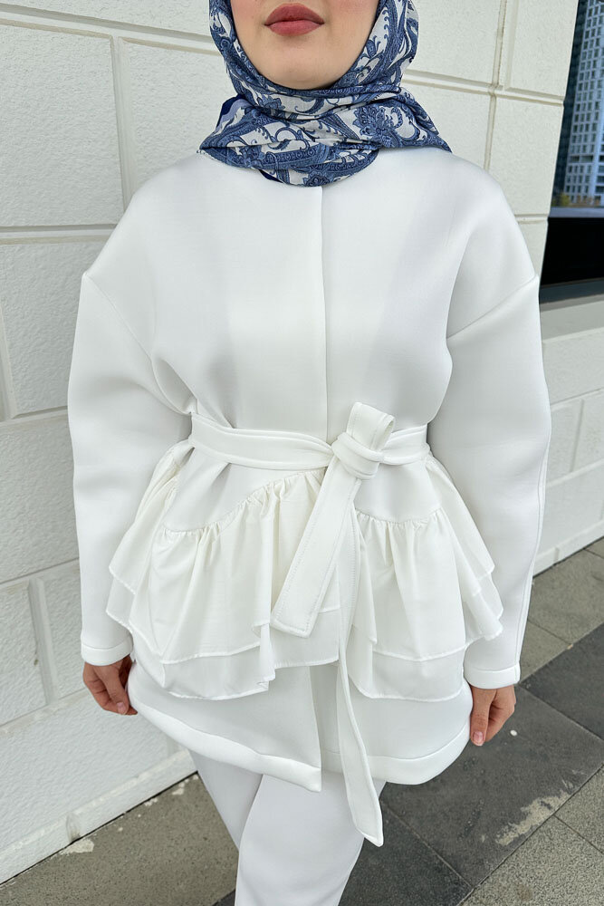 Enoa Fırfırlı Tunik Takım - Ekru - HEWES (3)
