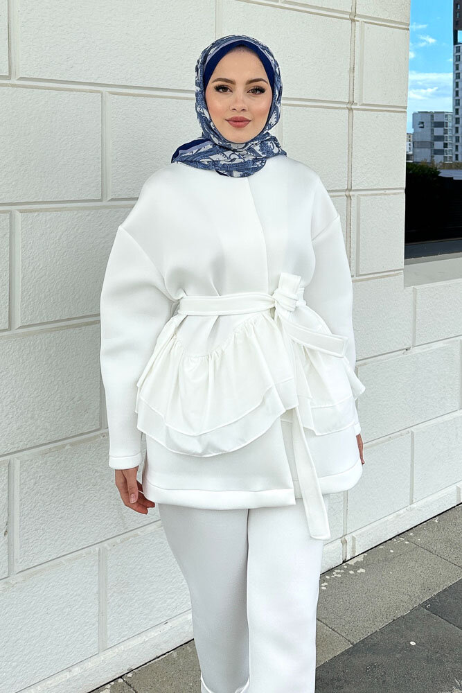 Enoa Fırfırlı Tunik Takım - Ekru - HEWES (5)