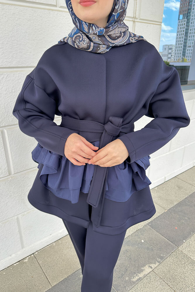 Enoa Fırfırlı Tunik Takım - Lacivert - HEWES (2)