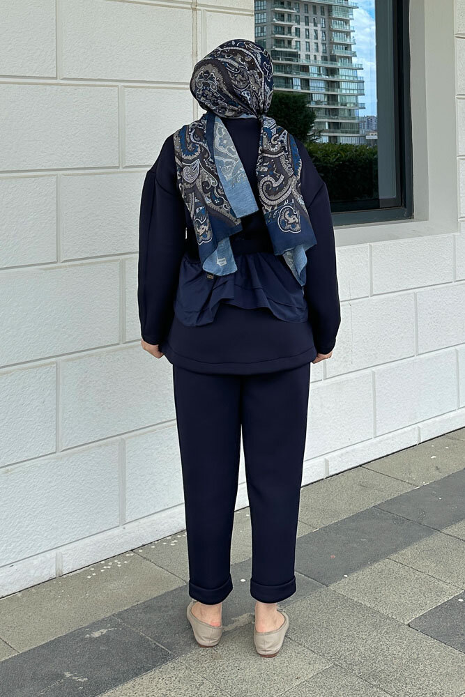 Enoa Fırfırlı Tunik Takım - Lacivert - HEWES (5)