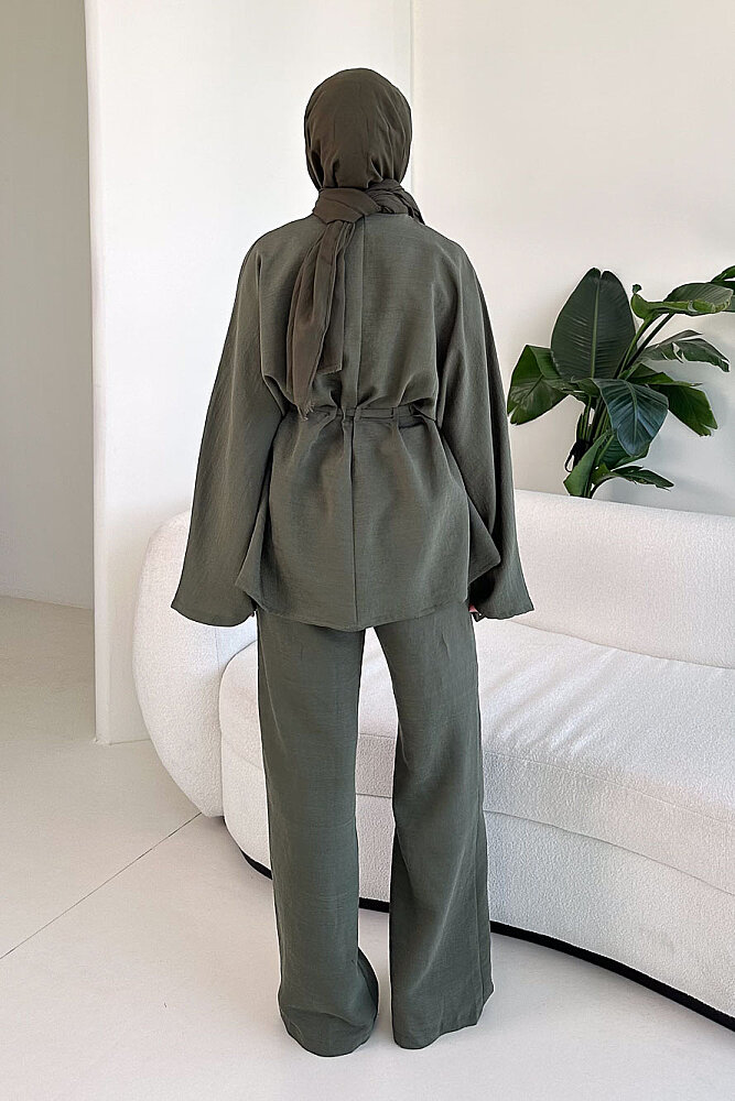 Eraa Bağcık Detaylı Pantolon Takım - Haki - 8