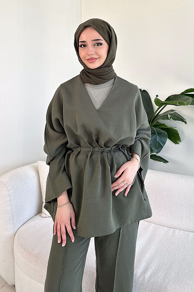 Eraa Bağcık Detaylı Pantolon Takım - Haki - 3