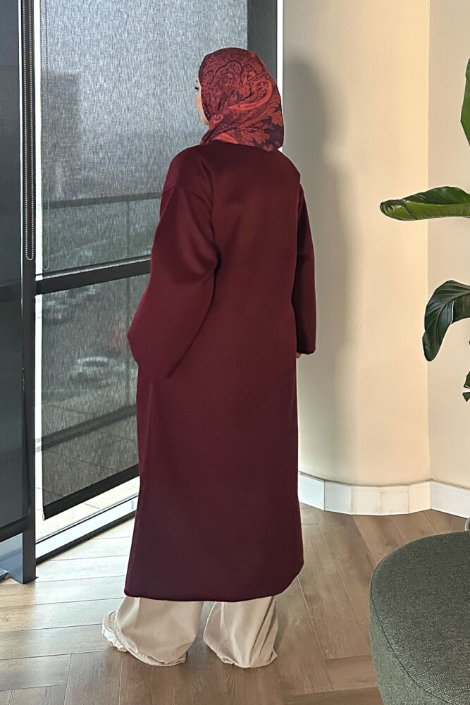 Essential Kemerli Uzun Kaban - Bordo - 5