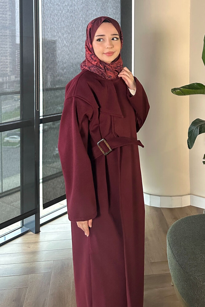 Essential Kemerli Uzun Kaban - Bordo - 3