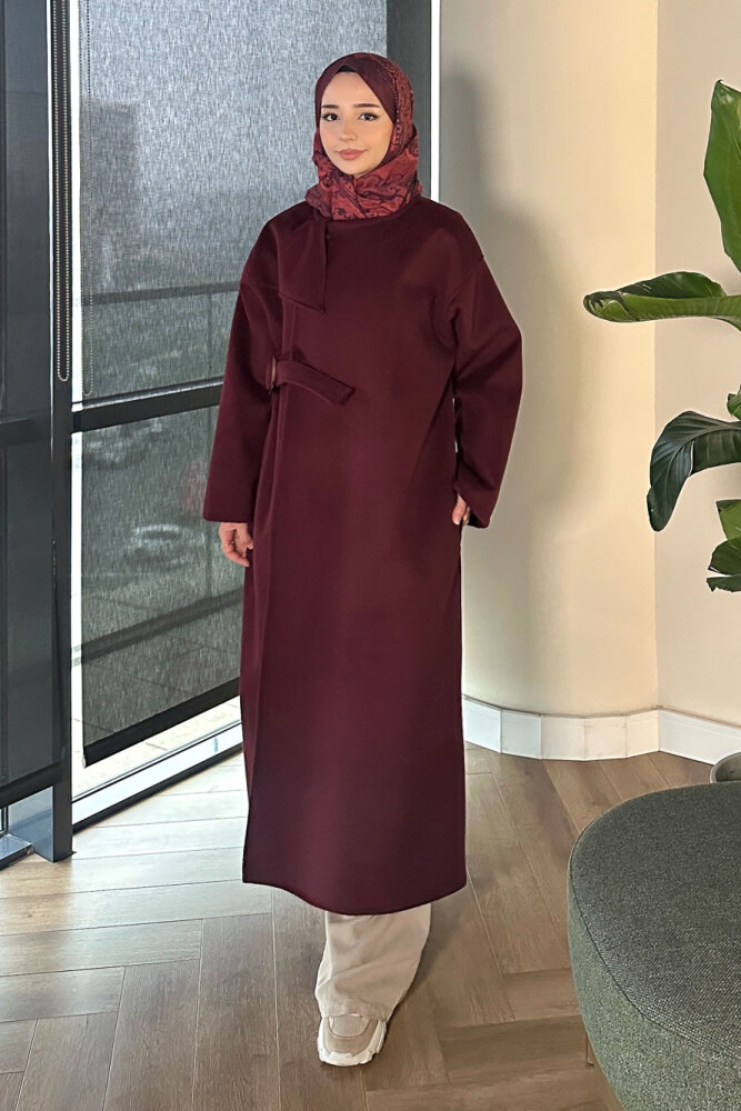Essential Kemerli Uzun Kaban - Bordo - 1