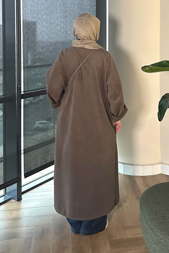 Essential Kemerli Uzun Kaban - Kahverengi - 6