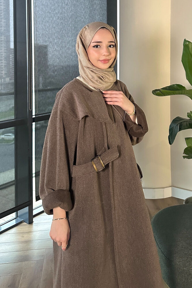 Essential Kemerli Uzun Kaban - Kahverengi - 7