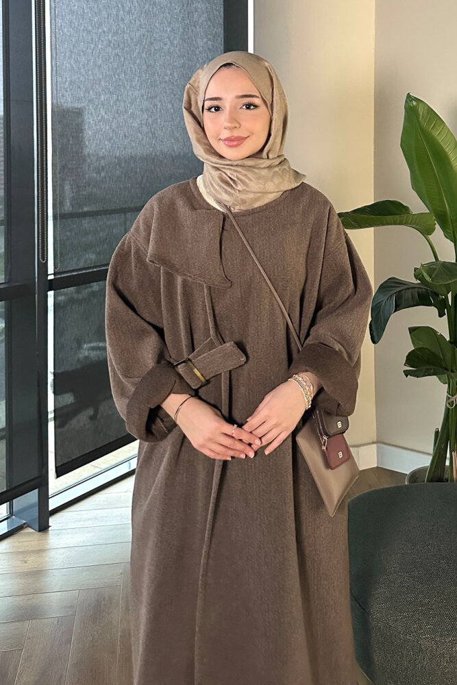 Essential Kemerli Uzun Kaban - Kahverengi - 4