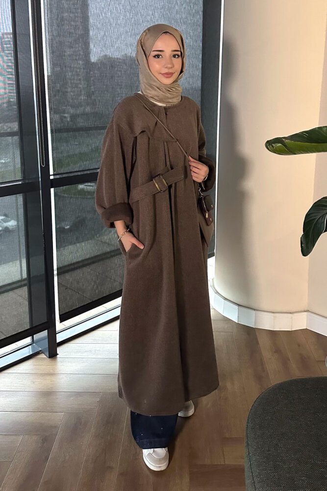 Essential Kemerli Uzun Kaban - Kahverengi - 8